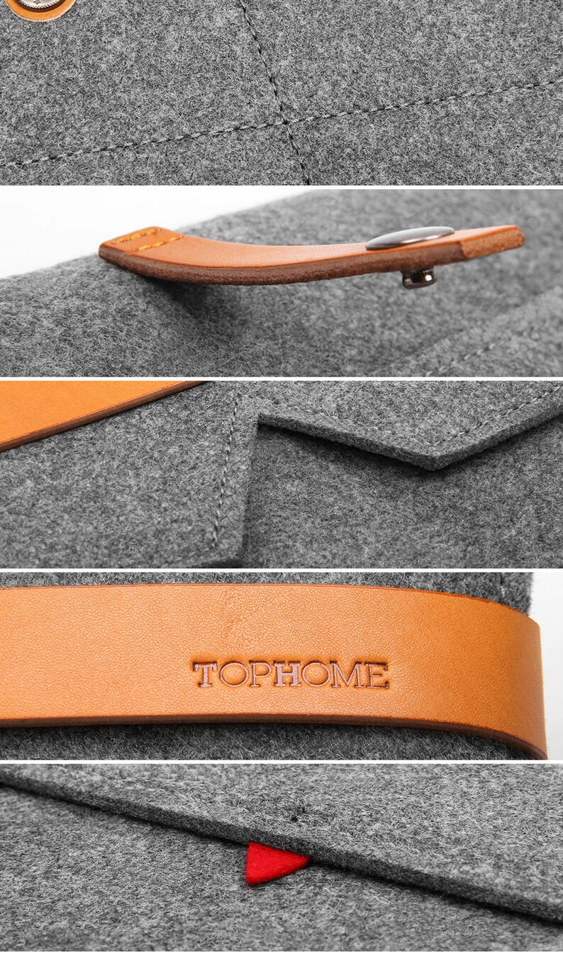 Hülle für MacBook Pro 15 Zoll, 16 Zoll Laptoptasche, Laptop-Hülle aus Wollfilz mit italienischem Lederriemen, Tablet-Tasche zum Erntedankfest Bild 7