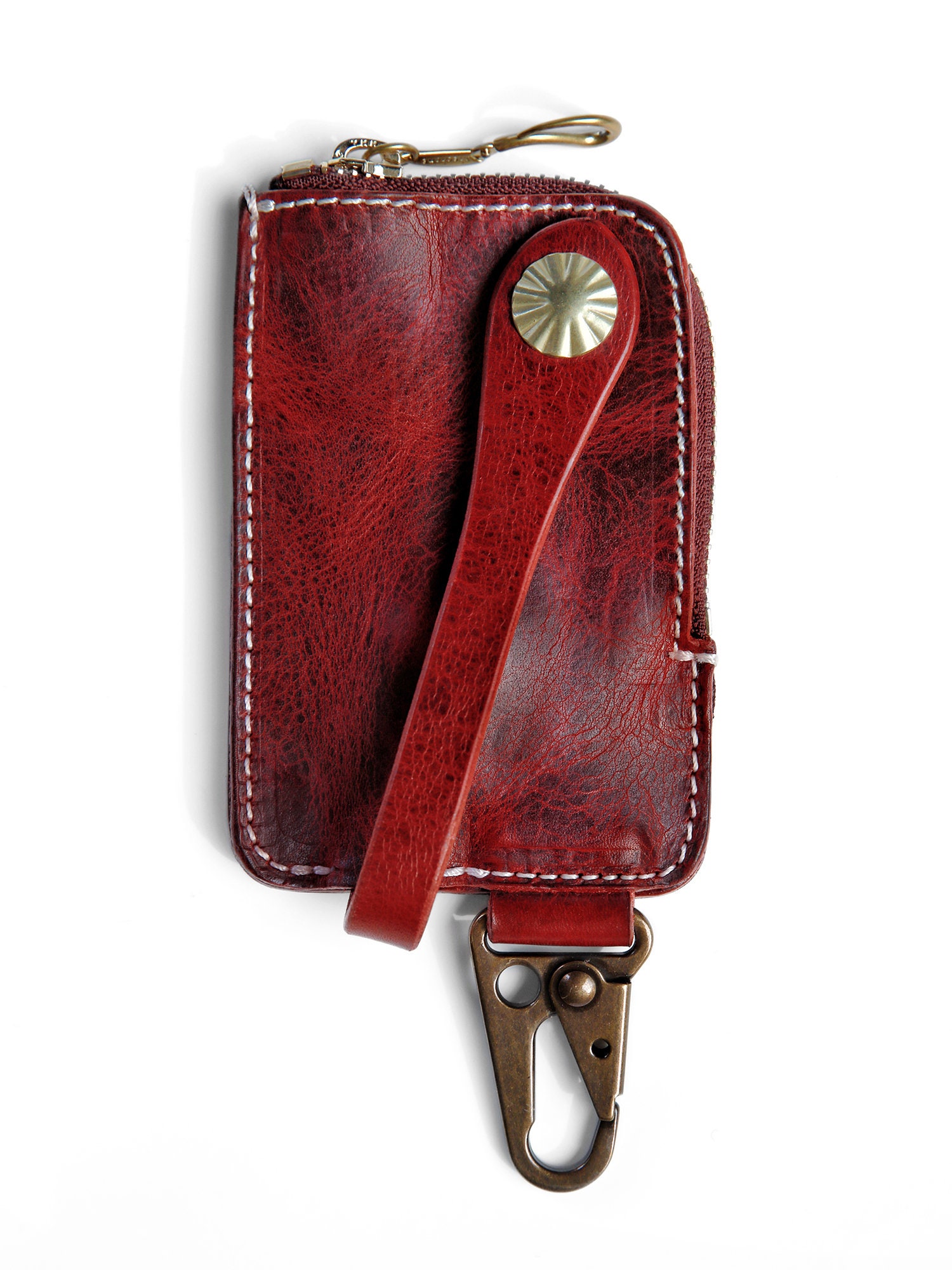 Leather Key Holder With Pull Strap Key Chain Key Pouch Handmade Key ...