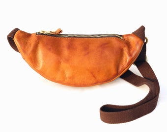 Leather Shoulder Bag Soft Leather Bag Crossbody Waist Bag Leather Pouch Yellow Mini bag Christmas gift