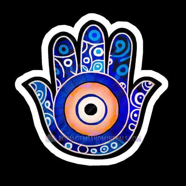 Royal Evil Eye of Protection Amulet Sticker Watercolor Blue Deflect Negativity Talisman Ancient meets Modern  Sticker Hamsa