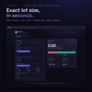 FXトレーダーツールキット | ポジションサイズ計算ツール + トレーディングジャーナル + リスク早見表 | Googleスプレッドシート、Excel、アプリ | ロットサイズ、ピップ、リスク/リスク比