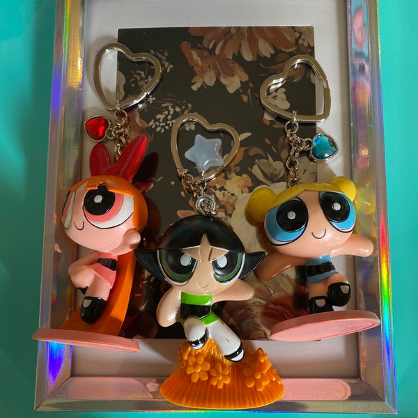 new POWERPUFF GIRLS cn cartoon network licensed charm 2.5”-3.5” large vinyl figurine keychains handmade