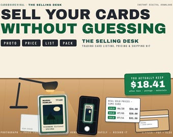 Trading Card Selling Kit | Sports Card & TCG Listing Template, Pricing Calculator, Photo Guide, Shipping Checklist