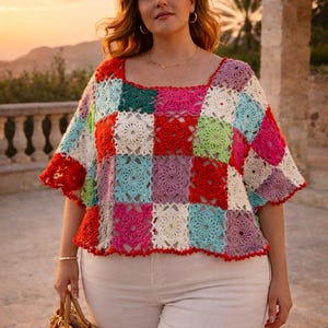 Riviera Couture Crochet Top – Exklusives Patchwork Statement – Handcrafted Luxury – Limited Edition