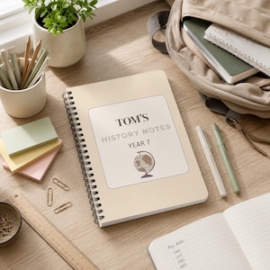 Personalised School Subject Notebook, Custom Name Exercise Book, Back to School Gift