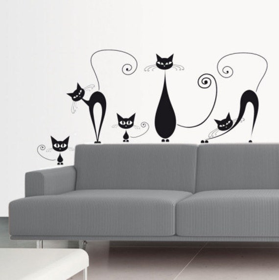 Items similar to Black Cats Wall decals on Etsy