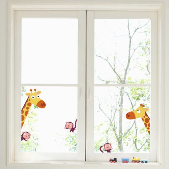 Items similar to Giraffes and Monkeys Window decals on Etsy