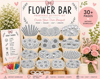 Printable Flower Bar Kit | Build Your Own Bouquet Craft Activity (Digital Download)