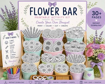 Flower Bar Printable Kit | Build Your Own Bouquet Craft Activity (Digital Download)