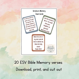 Scripture Memory Printable Flashcards - Bible Memory For Kids - English Standard Version (ESV)