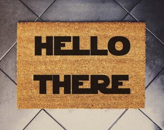 Star Wars Fußmatte „HELLO THERE“ – Lustige Kokos Fußmatte für Fans, Obi-Wan Kenobi Zitat, Geschenk für Geek, Sci-Fi Türmatte, Haustür Deko