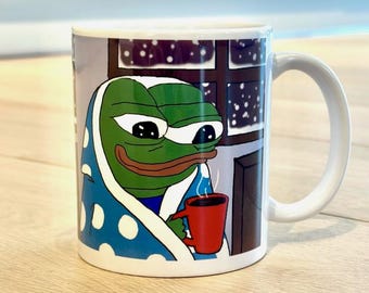 Pepe The Frog Tasse 330 ml, Meme Tasse, Lustige Frosch Tasse, Geschenk für Gamer, Meme Fan Geschenk, Internet Meme Kaffeetasse