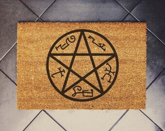 Kokos-Fußmatte Devil's Trap – Inspiriert von Supernatural | Geschenk für Supernatural-Fans | Pentagramm