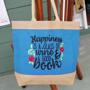 Custom embroidered book club bag - you pick the saying