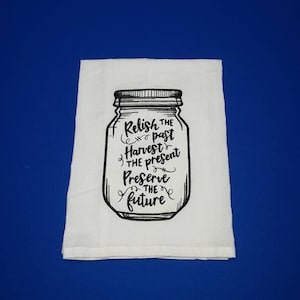 Mason Jar Wisdom - Bardzo duża haftowana ściereczka kuchenna z worka na mąkę - gotowa do wysyłki