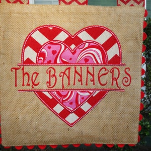 Burlap Garden Flag Custom Valentines Embroidery Applique image 5