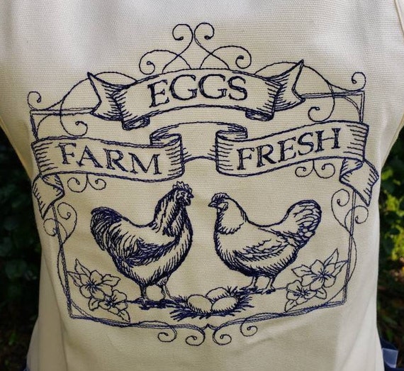 Kitchen Farm Hen Print Two-row Chicken Egg Collecting Gathering Apron  Pocket 