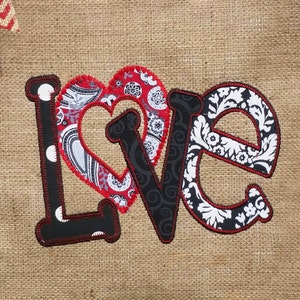 Drapeau de jardin de Burlap Amour de Valentines Applique de broderie faite sur commande image 3