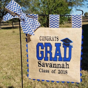 Custom Burlap Graduation Flag - Your choice of colors and personalization - Single Sided