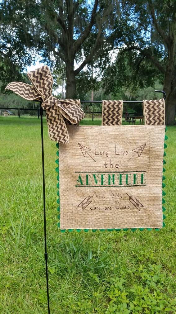 Burlap Garden Flag Long Live the Adventure Matching Etsy UK