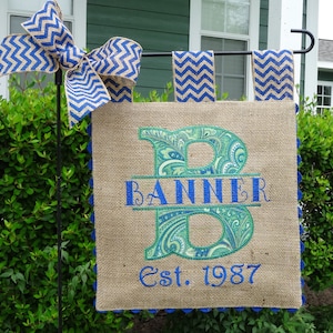 Monogram - Custom Burlap Garden Flag -Your Choice of Colors - Custom embroidery applique