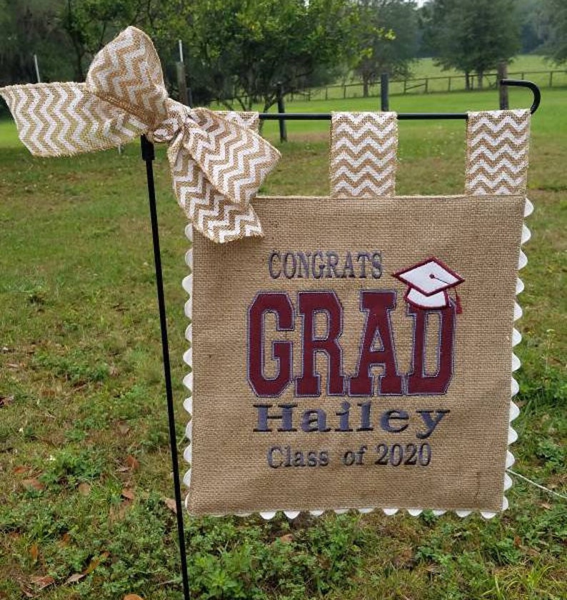 Custom Burlap Graduation Flag Your Choice of Colors and Etsy