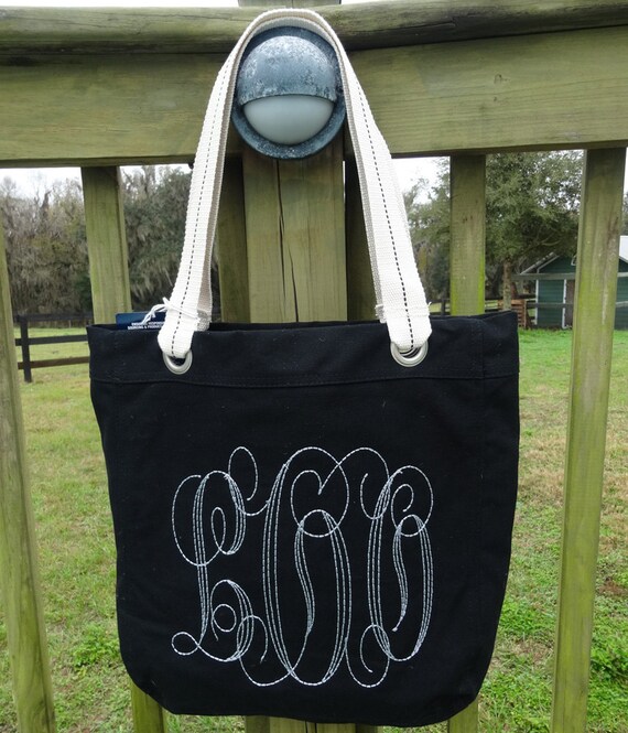 Custom Large Monogram Canvas Bag Your choice colors Etsy