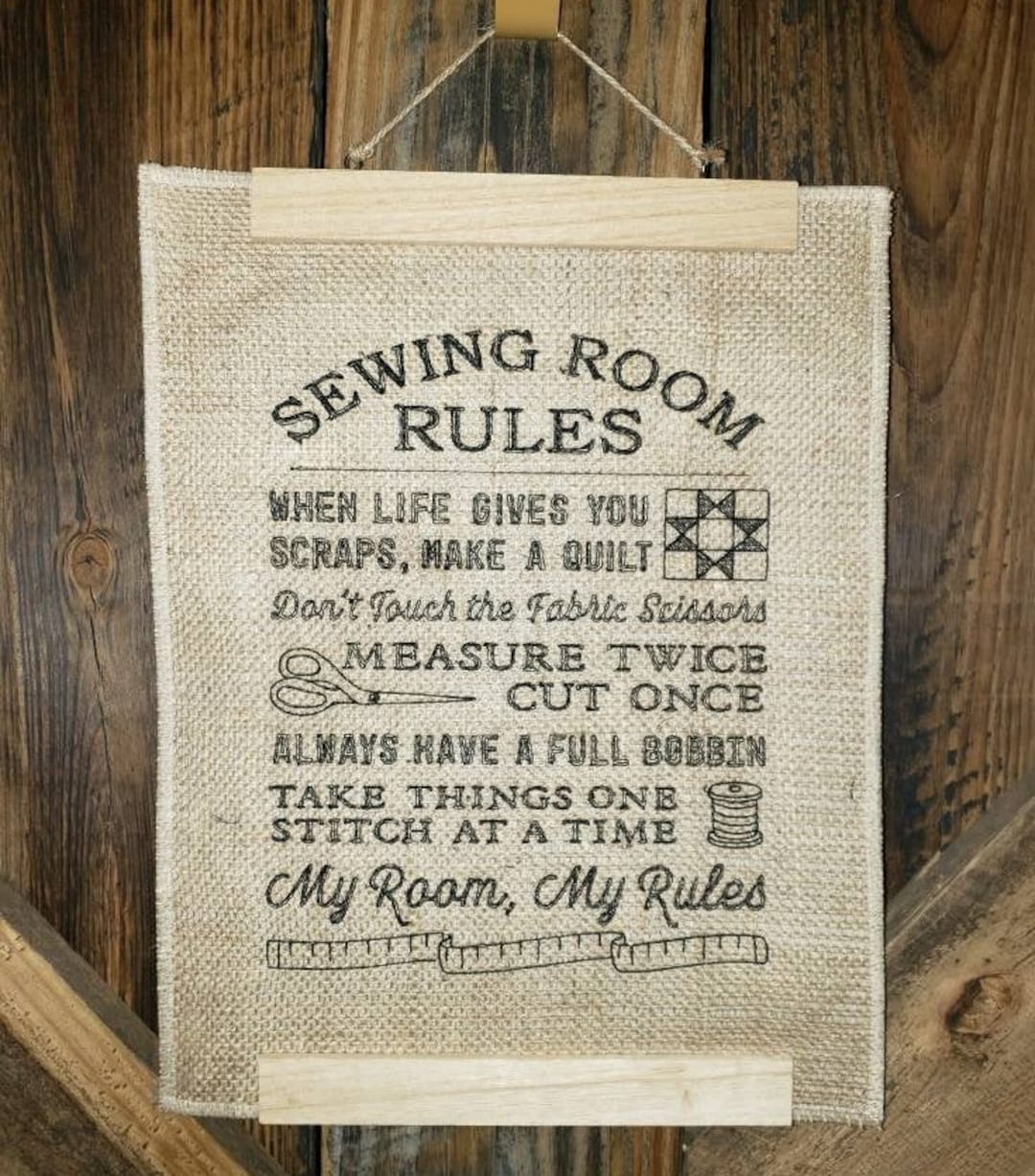 Sewing Room Rules Custom Embroidered Word Art on Burlap 11 Etsy