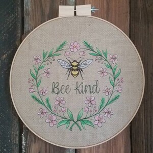 Bee Kind - Embroidered Hoop Wall Art - customizable Farm House Decor