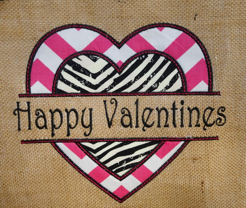 Burlap Garden Flag Custom Valentines Embroidery Applique image 3