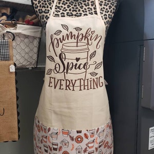 Pumpkin Spice Everything Apron- Embroidered Canvas Apron - Ready to Ship