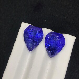 CERTIFIED Natural Tanzanite 19.72ct Matching Pair - Pear Cut Violetish Blue Zoisite Gemstones for Custom Earrings & December Birthstone