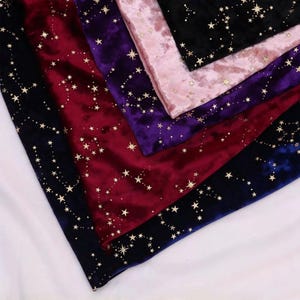 Star Velvet Fabric by the Yard, Glitter Starry Sky Celestial Fabric, Shimmer Blue Purple Velour Foil Fabric for Gowns Dress DIY Craft