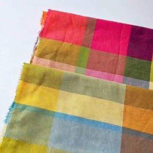 Tela de algodón a cuadros arcoíris cortada a medida, material de vichy grande lavado de 56" de ancho, patrón a cuadros de corte continuo no elástico para coser vestidos.