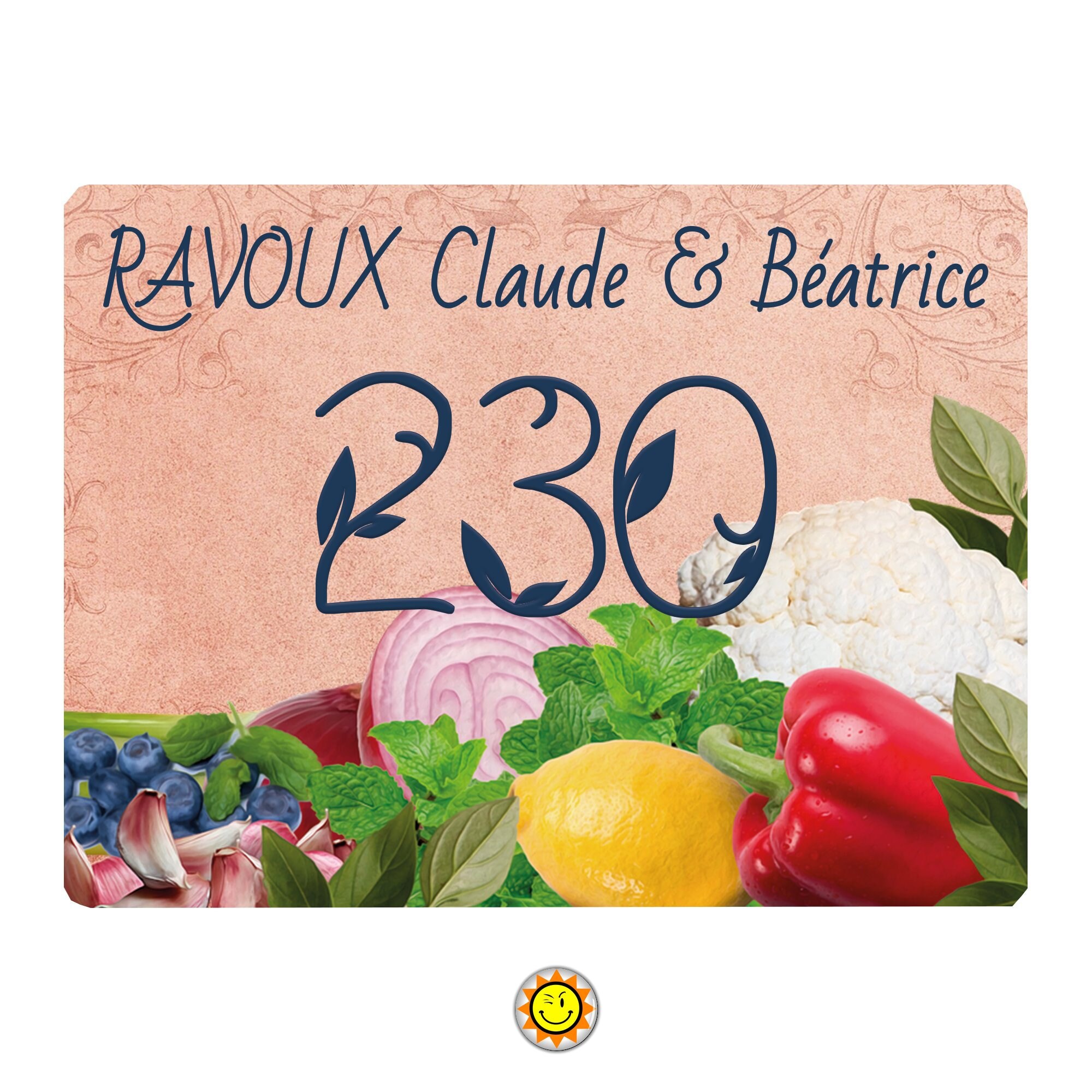 Plaque Maison Numero à Personnaliser Aluminium Porte Potager Légumes Vintage