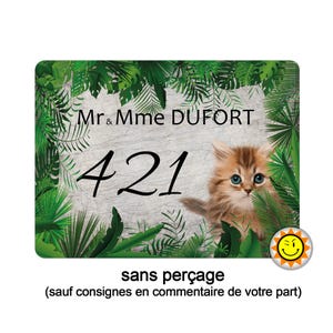 House number plaque to personalize aluminum door leaf foliage cat Vintage French R217