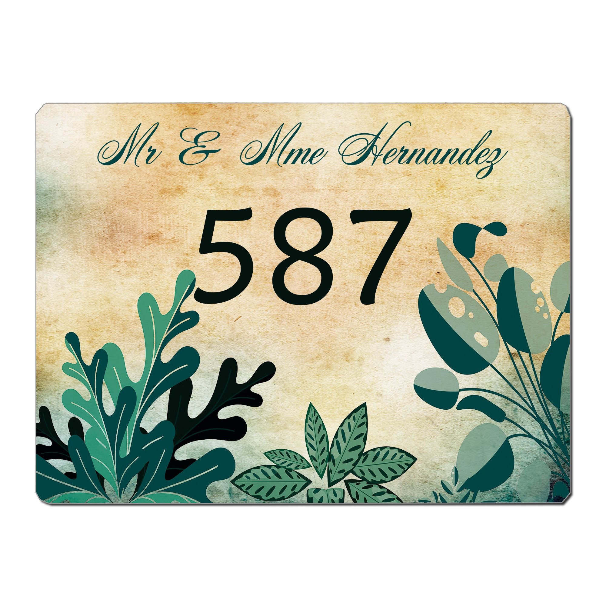 Plaque Maison Numero à Personnaliser Aluminium Porte Fleur Flower Plante Vintage French