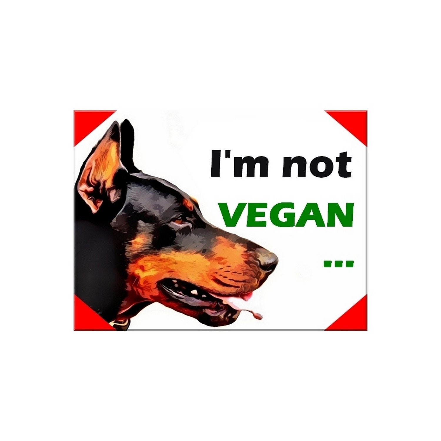 Plaque Aluminium Attention Chien Doberman Humour Vegan 15x20cm