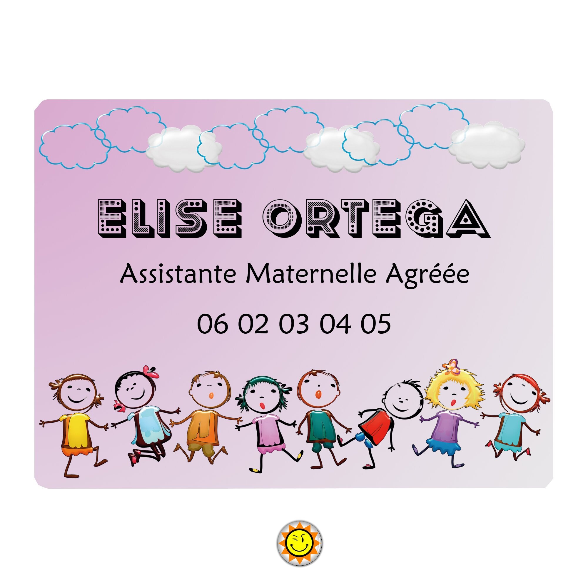 Plaque Assistante Maternelle Nounou à Personnaliser Aluminium Signe Porte Métier