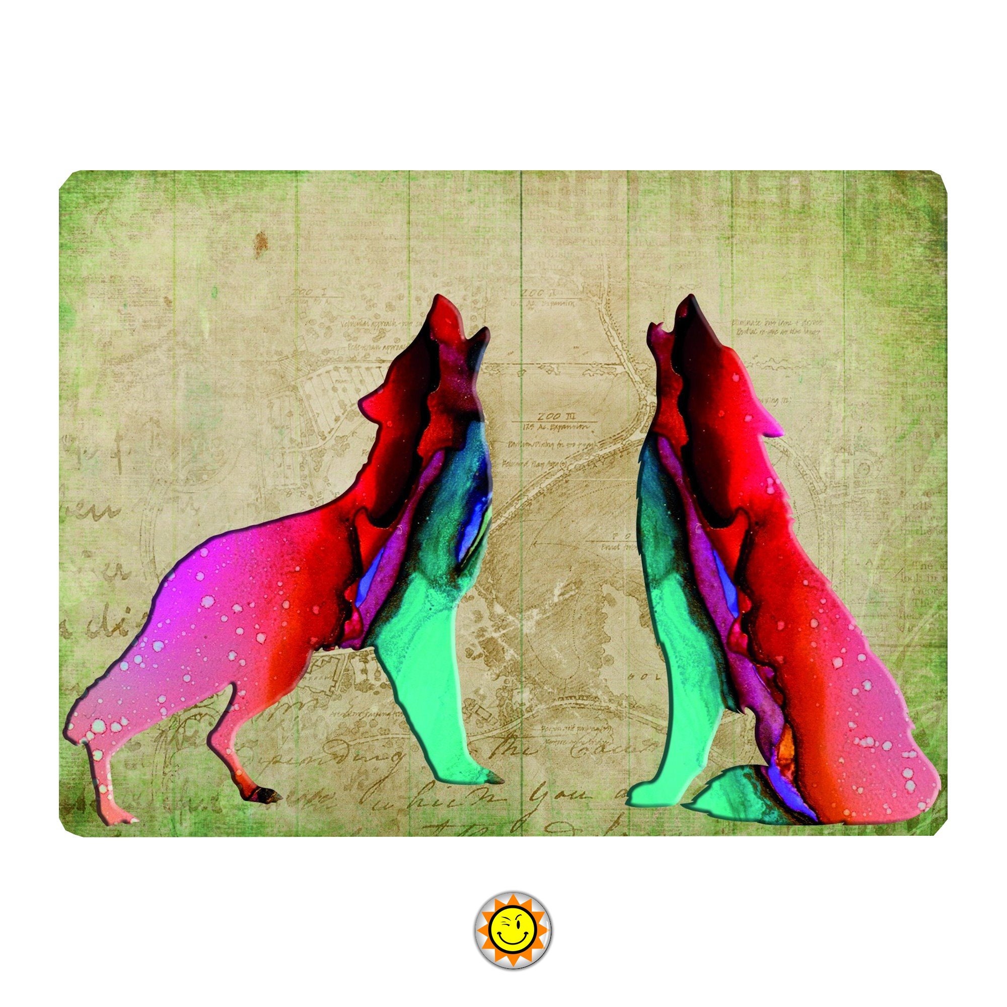 Plaque Decorative Metal Vintage Shabby Loups Nature Idee Cadeau Aluminium ...dimensions Au Choix