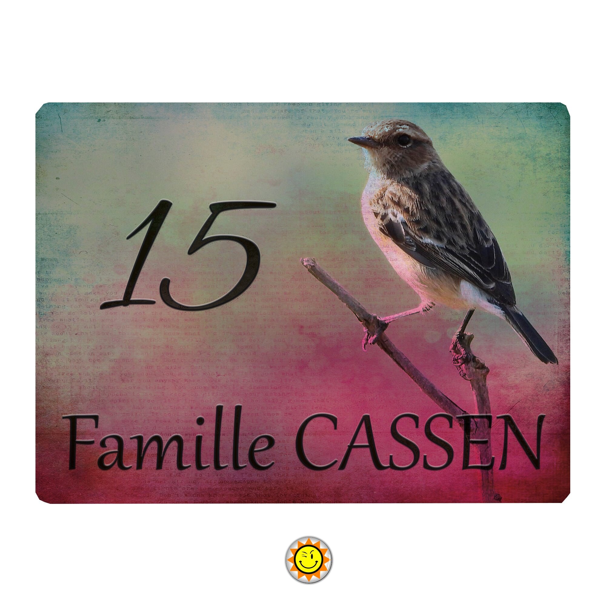 Plaque Maison Numero à Personnaliser Aluminium Porte Oiseaux Birds Vintage