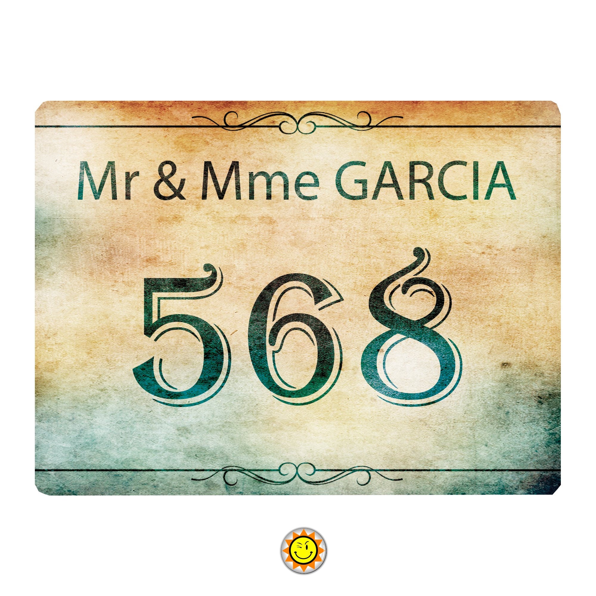 Plaque Maison Numero à Personnaliser Aluminium Porte Vintage Effet Rouille French