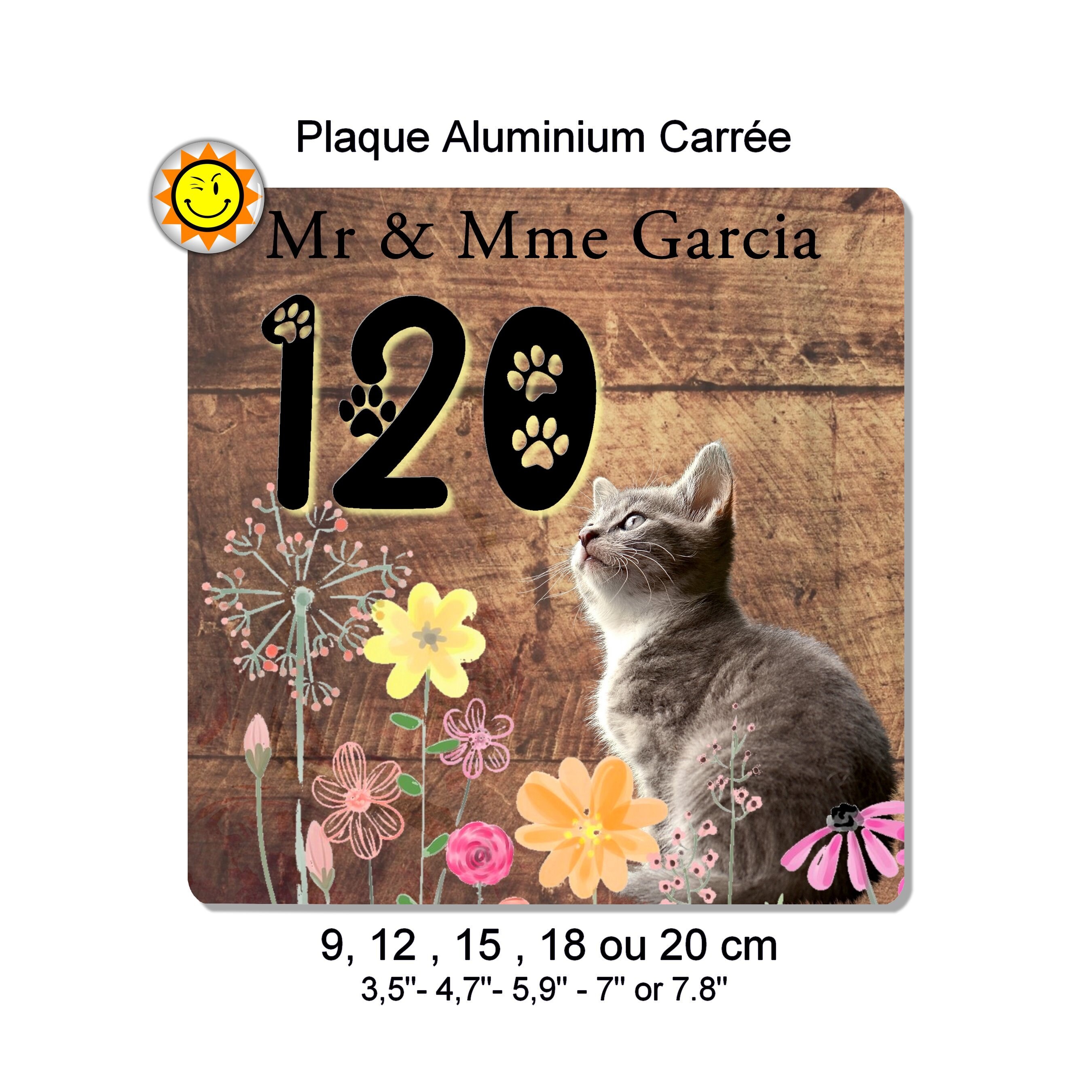 Plaque Boite Aux Lettres à Personnaliser en Aluminium avec Votre Nom et Numéro Chat Vintage