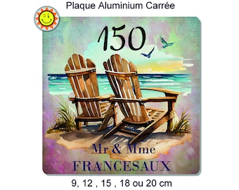 Plaque boite aux lettres à personnaliser en aluminium avec votre nom et numéro  mer ocean plage C417