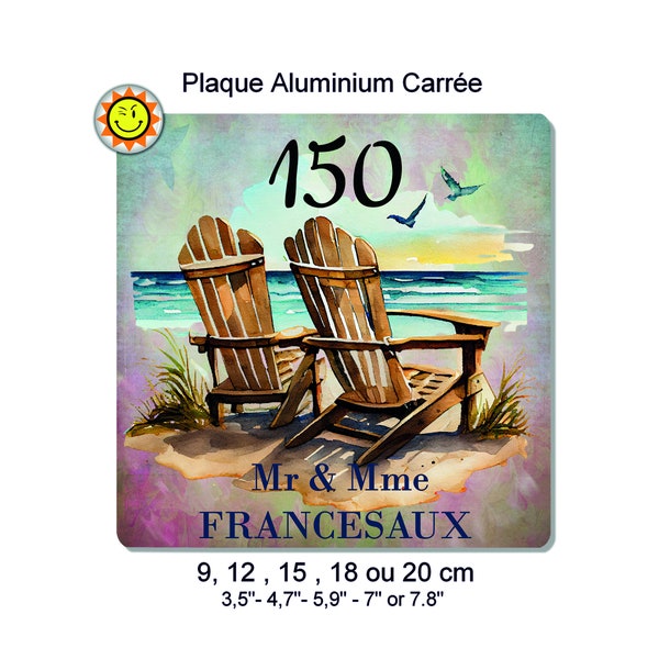 Plaque boite aux lettres à personnaliser en aluminium avec votre nom et numéro  mer ocean plage C417