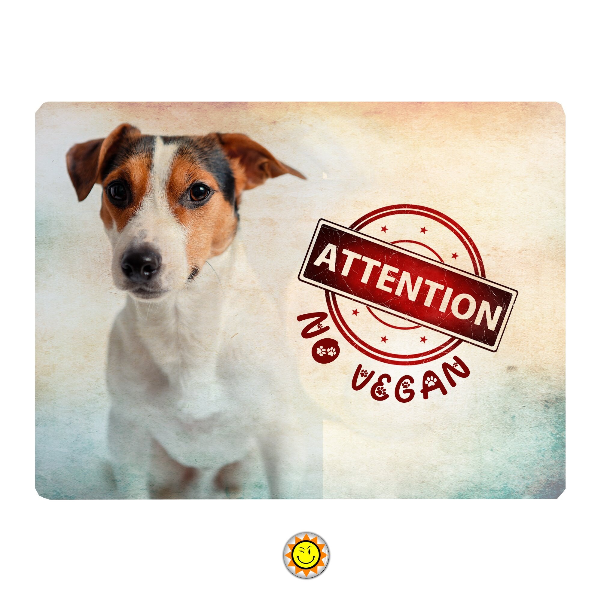 Plaque Aluminium Attention Chien Jack Russel Humour Vegan