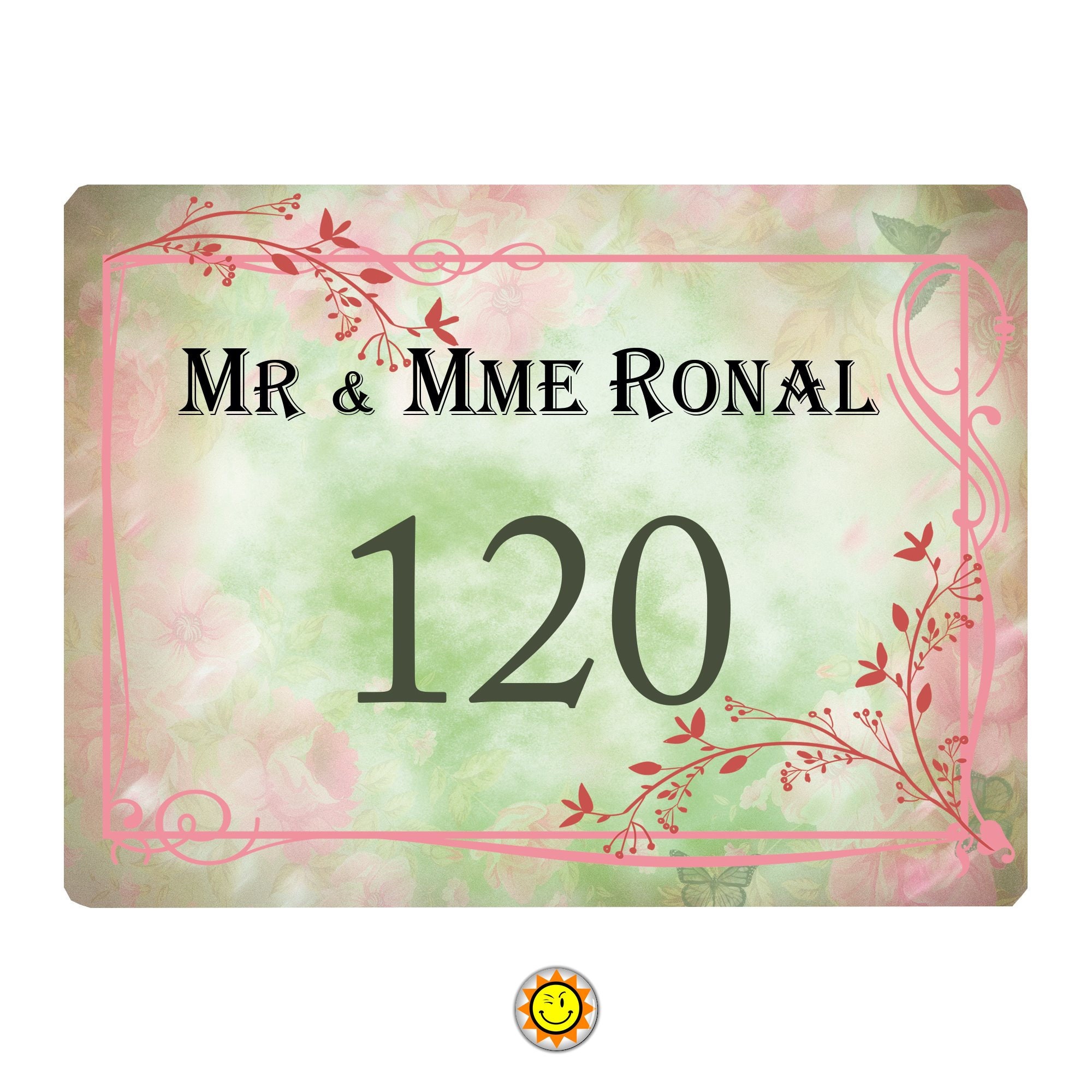 Plaque Maison Numero à Personnaliser Aluminium Porte Fleurs Flowers Vintage