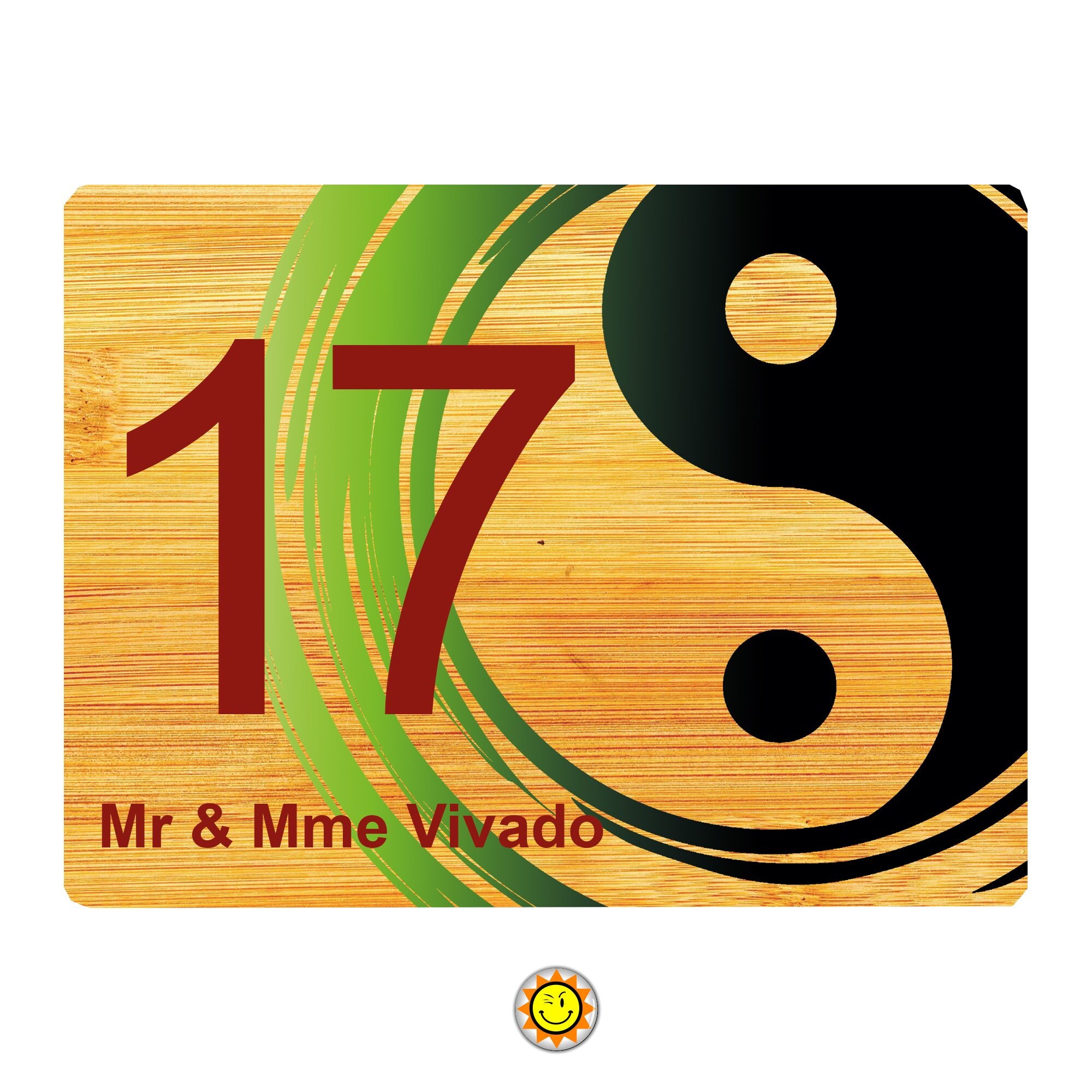 Plaque Maison Numero à Personnaliser Aluminium Porte Ying Yang Bambou