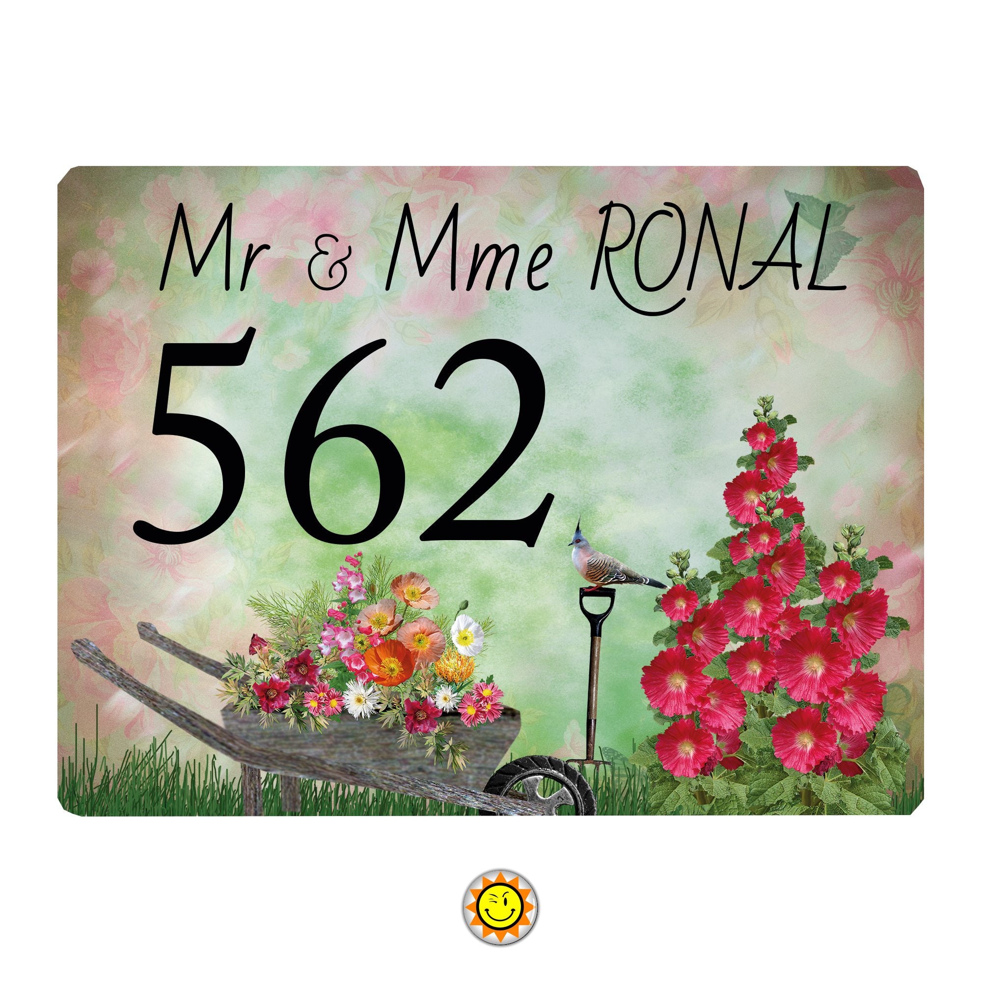 Plaque Maison Numero à Personnaliser Aluminium Porte Fleurs Flowers Vintage