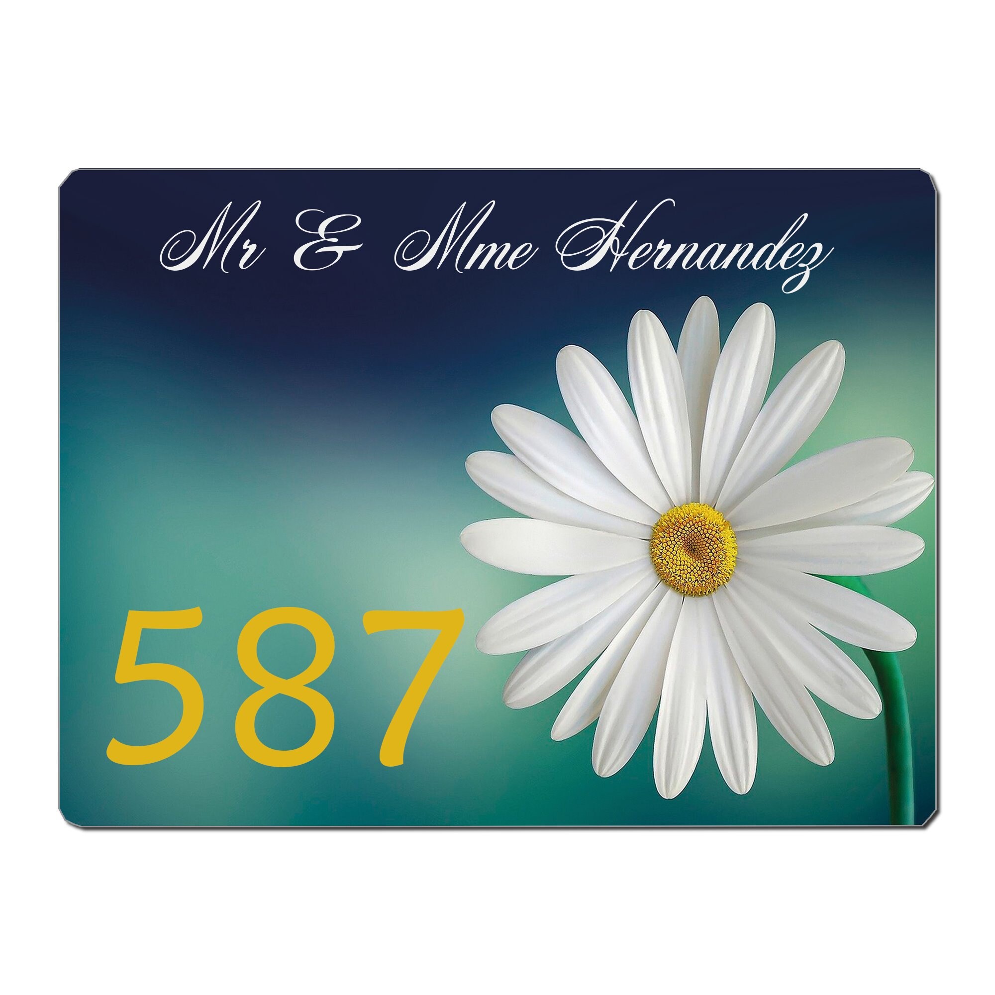 Plaque Maison Numero à Personnaliser Aluminium Porte Fleur Flower Margueritte Vintage French